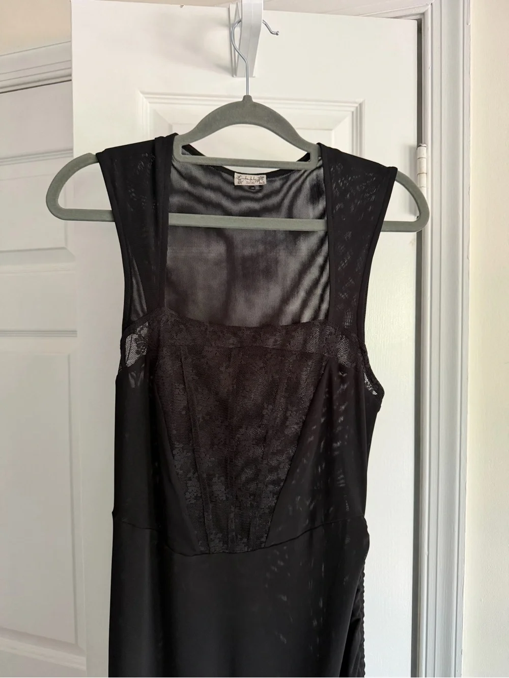 Free People Black Lace-Front Midi Dress